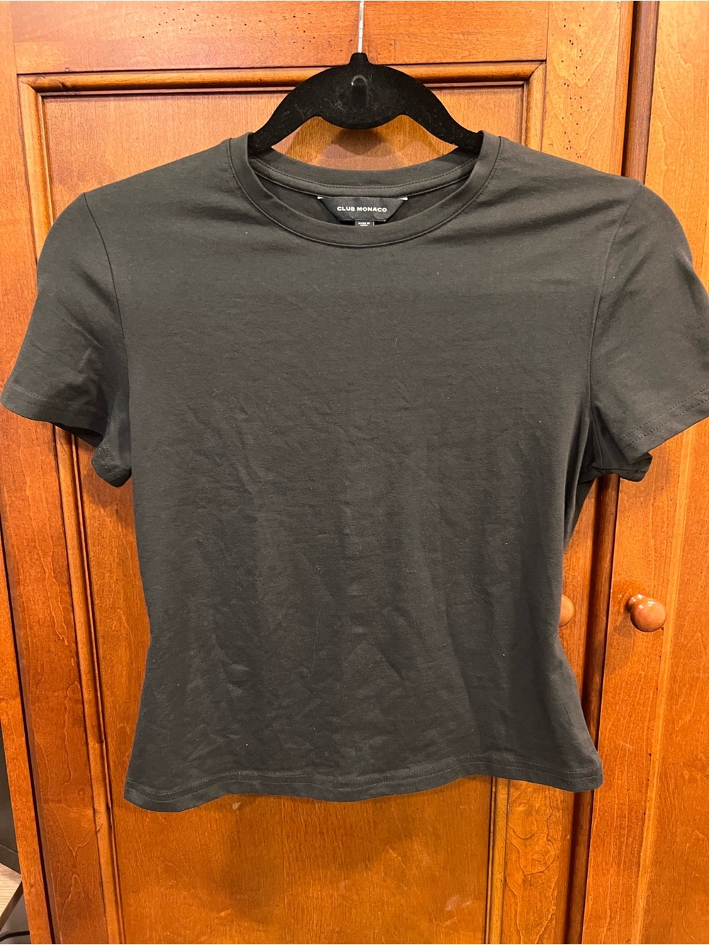 Club Monaco Black Short-Sleeve Crew Neck Tee